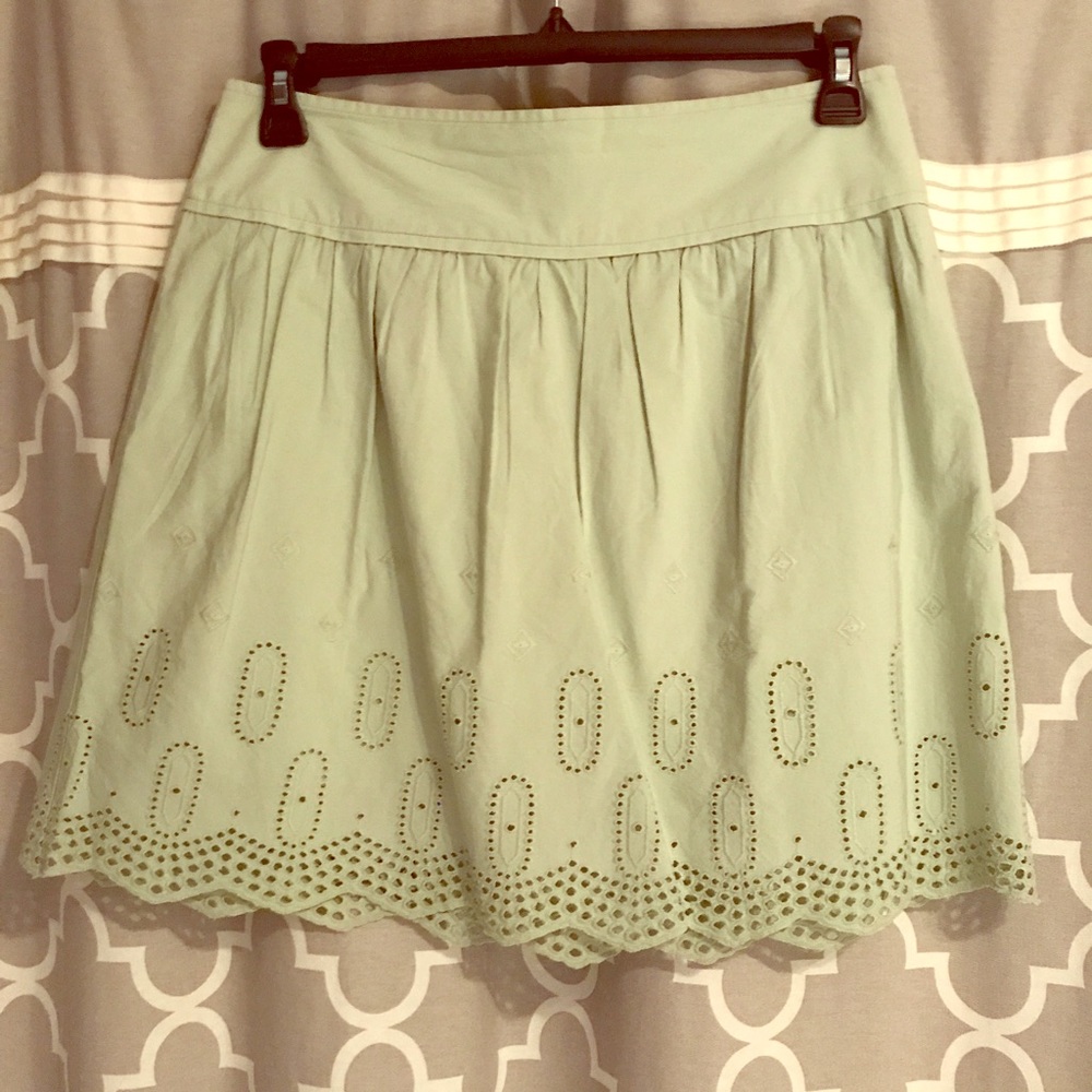 LAST CALL LOFT Mint Green Eyelet Skirt NWT